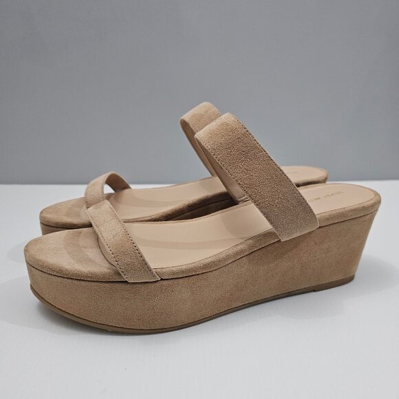 NEW Stuart Weitzman Boardwalk 65 Wedge Sandal Platform Sandalwood Tan Suede 11 - Picture 1 of 13